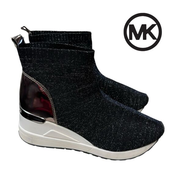 Michael Michael Kors Neoflex Women's Wedge Heel Black Metallic Boots Sneakers 5 - Picture 2 of 9